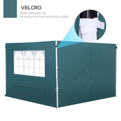 2.95 Meters Gazebo Replaceable Exchangeable Side Panel Wall Panels Walls With Window, Dark Green