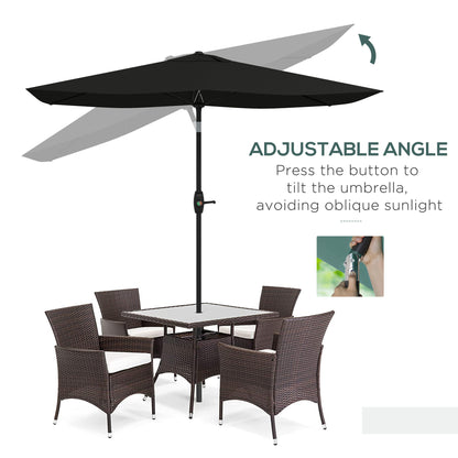 3 x 2 m Garden Parasol Umbrella with Aluminium Pole, UPF 50+ Rectangular Outdoor Table Parasol Sun Shade