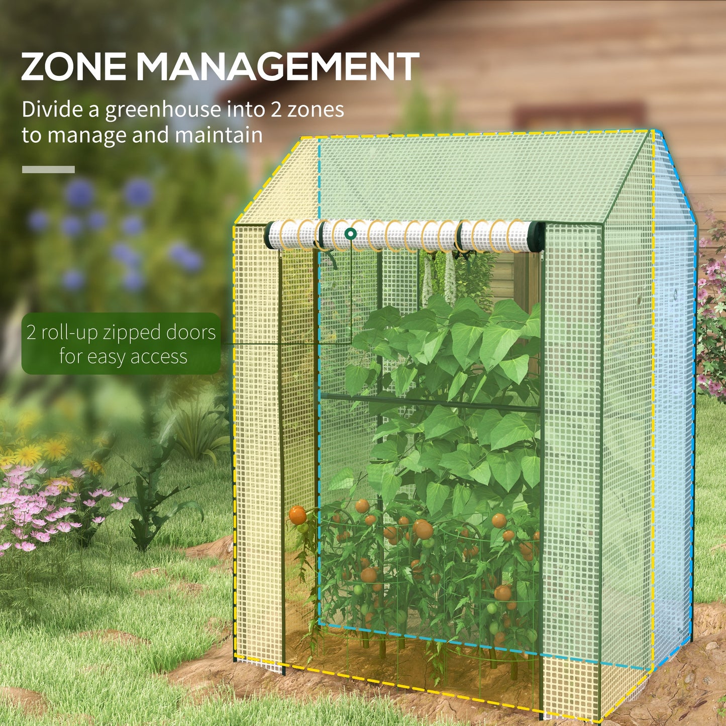 Green House, Mini Greenhouse with 2 Roll-up Doors, Vent Holes and Reinforced Cover, 100 x 80 x 150cm