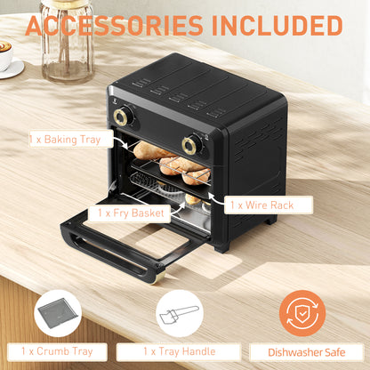 10L Air Fryer Oven, Mini Oven, Oil Free Cooking, Grill, Roast, Bake, with Adjustable Temperature, Timer, Dishwasher Safe