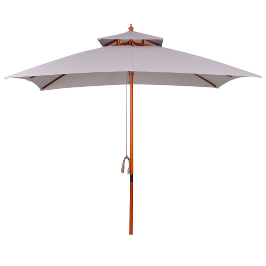 3 m Square Garden Parasol - Grey