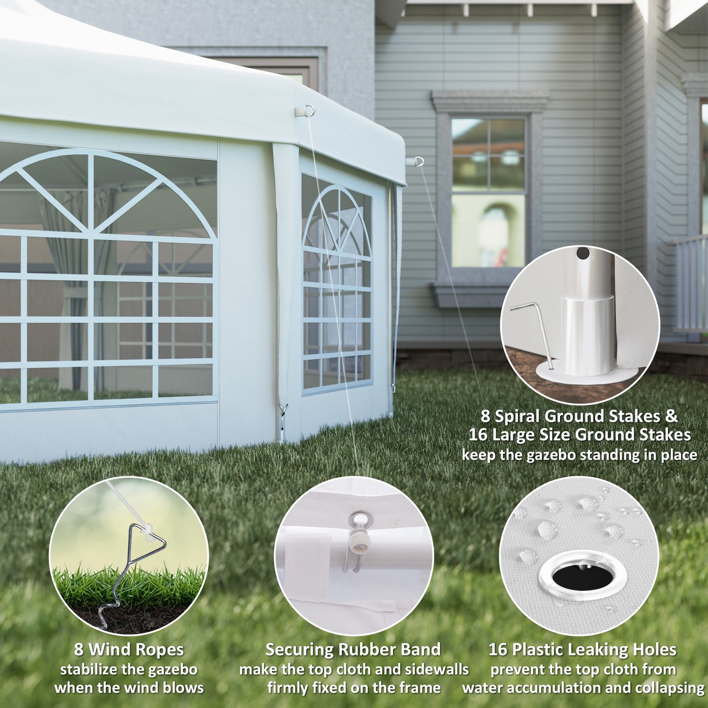 6.8 x 5m Octagonal Marquee Gazebo - White