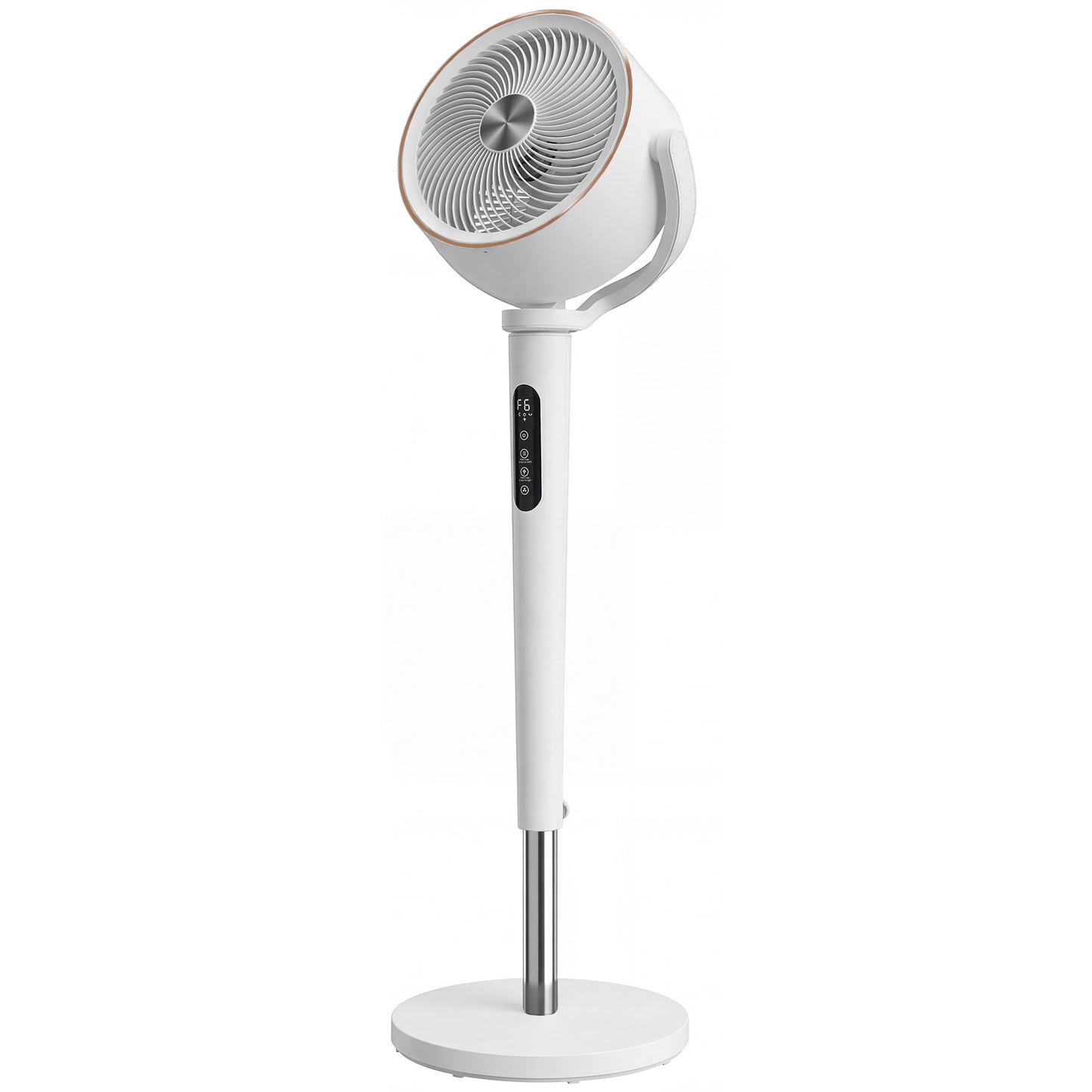 20dB Silent Standing Fan, 70°+90° Auto Oscillating Fan with 12 Speeds, LED Light, Air Circulator, Remote Control, 12H Timer