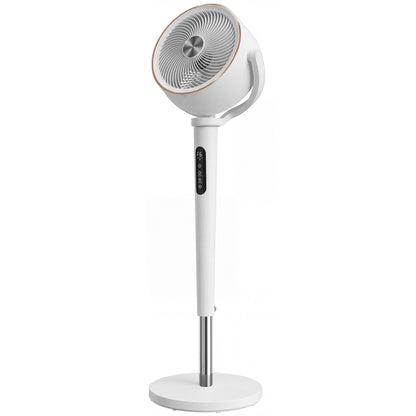 20dB Silent Standing Fan, 70°+90° Auto Oscillating Fan with 12 Speeds, LED Light, Air Circulator, Remote Control, 12H Timer