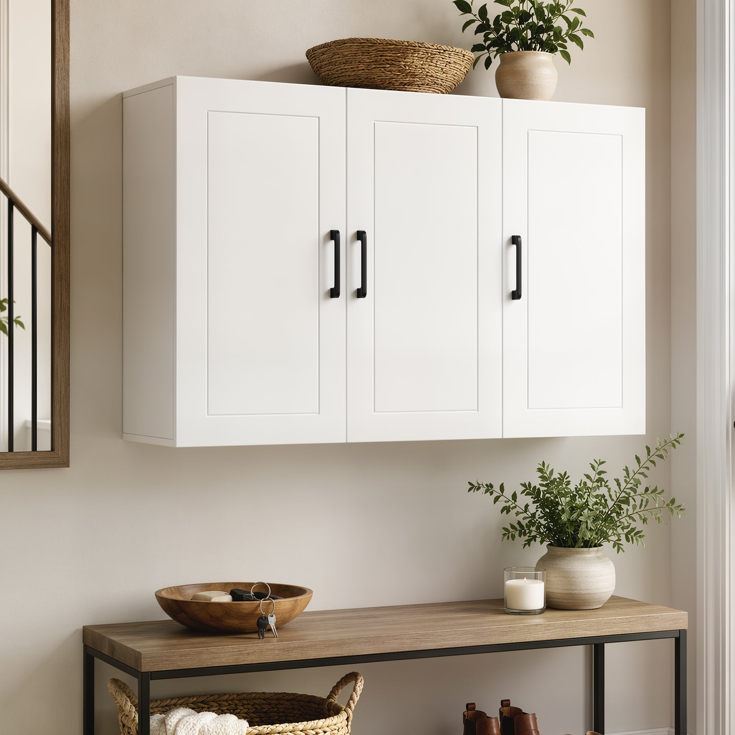 Bathroom Wall Cabinet, Wall Mounted Bathroom Cabinet, Over the Toilet Space Saver with Adjustable Shelves, White