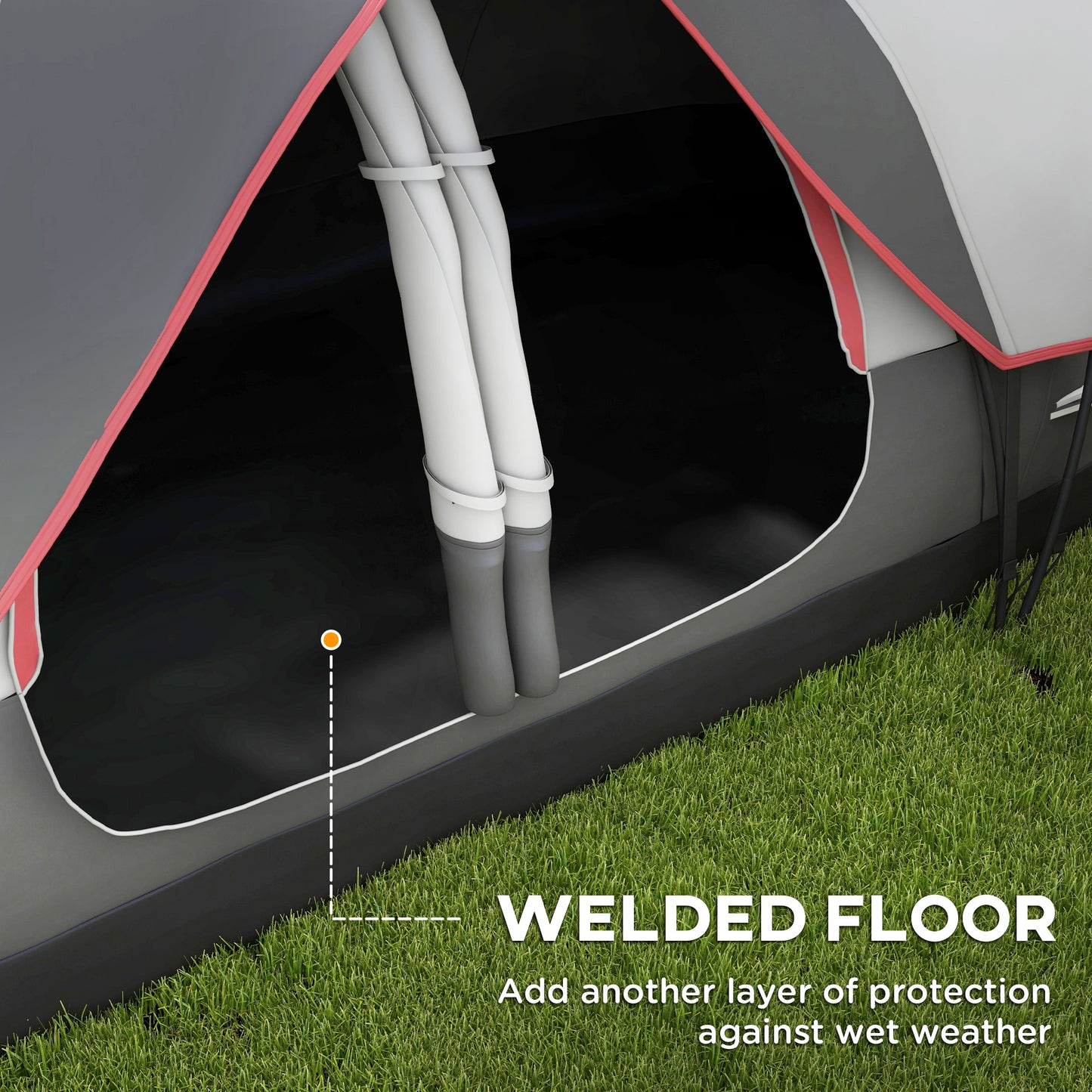 Camping Tent for 6 Man with 2000mm Waterproof Rainfly and Carry Bag for Fishing Hiking Festival, Grey