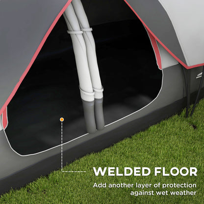 Camping Tent for 6 Man with 2000mm Waterproof Rainfly and Carry Bag for Fishing Hiking Festival, Grey