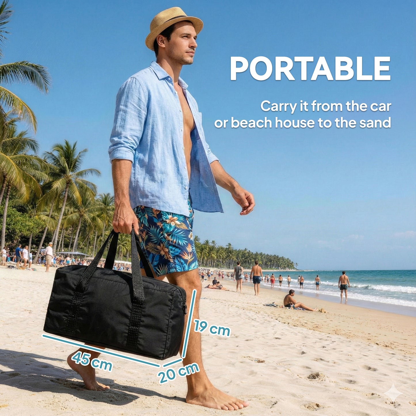 Beach Tent Event Shelter with Detachable Sidewall and Carry Bag, for Camping, Trips, Fishing, Picnics, Sky Blue