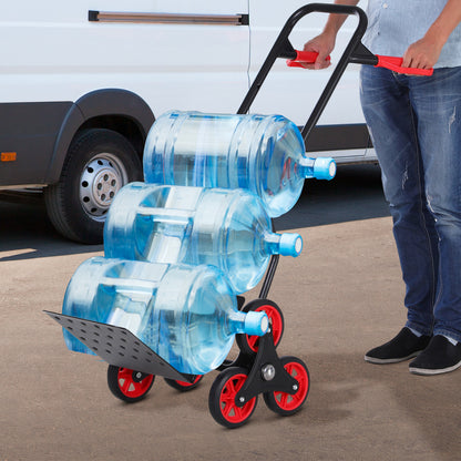 Stair Climbing Hand Truck, Heavy Duty Foldable Trolley on Wheels, Multi-Purpose Sack, Steel Truck Moving Trolley, 120kg, Red