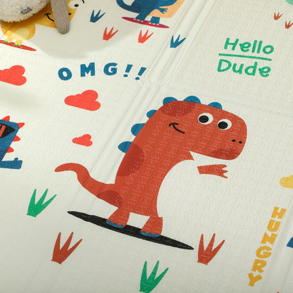 Dinosaur-Themed Baby Plat Mat Double Sided, Foldable, Water-Resistant for Outdoor/Indoor, 177 x 146 x 1.5cm