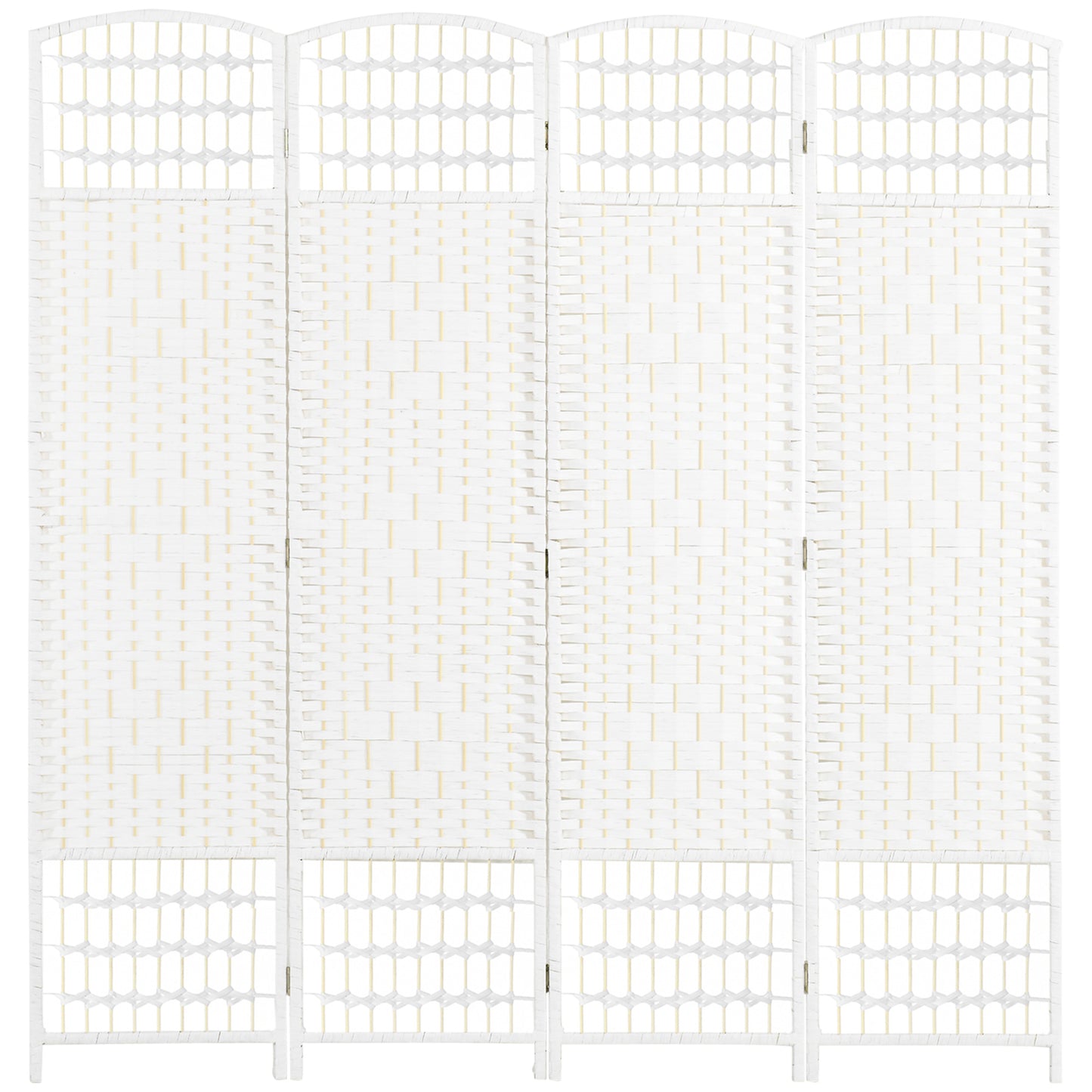 4 Panel Folding Room Divider, Privacy Screen, Paravent Partition Separator for Living Room, Bedroom, White