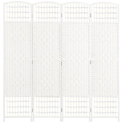 4 Panel Folding Room Divider, Privacy Screen, Paravent Partition Separator for Living Room, Bedroom, White
