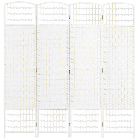 4 Panel Folding Room Divider, Privacy Screen, Paravent Partition Separator for Living Room, Bedroom, White