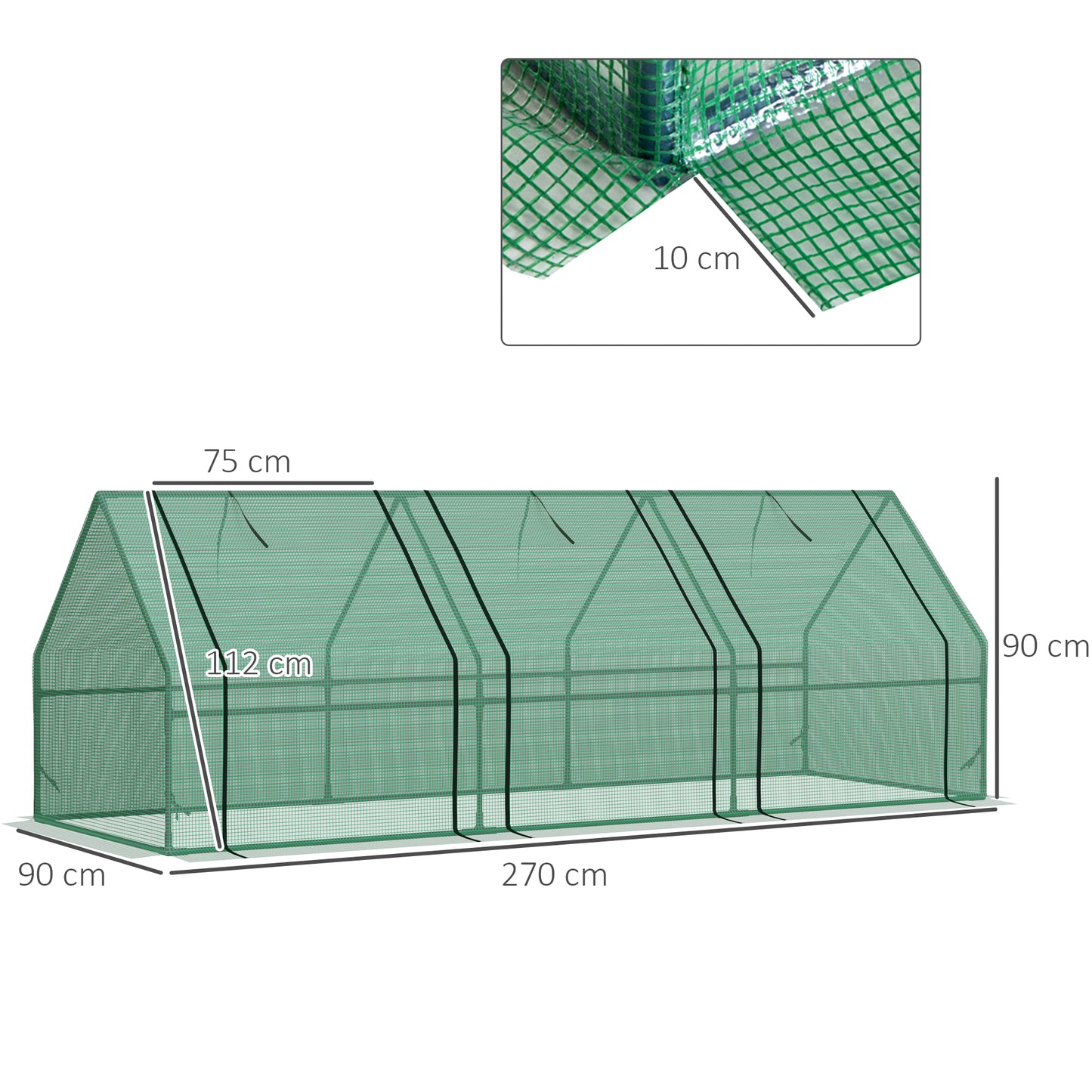 Mini Small Greenhouse with Steel Frame & PE Cover & Zipped Window Poly tunnel Steeple for Plants Vegetables