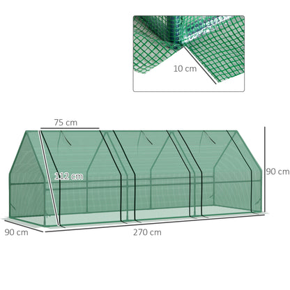 Mini Small Greenhouse with Steel Frame & PE Cover & Zipped Window Poly tunnel Steeple for Plants Vegetables