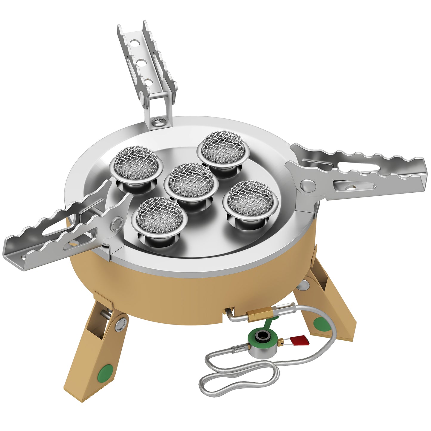 7000W Camping Stove with Piezo Ignition, High Power Gas Stove with 50kg Capacity and Carry Bag for Outdoor Hiking Khaki
