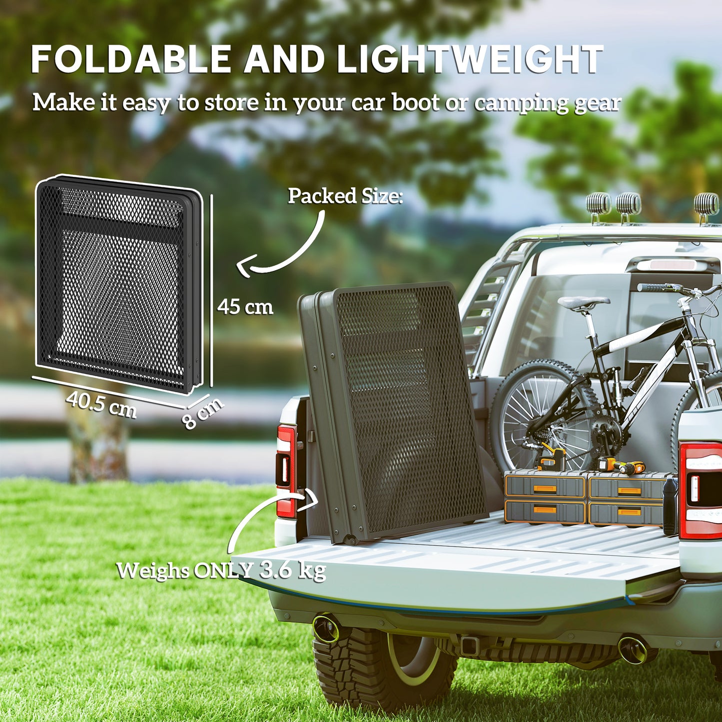 3 ft Folding Camping Table w/ Adjustable Heights, Portable Lightweight Outdoor Folding Picnic Table