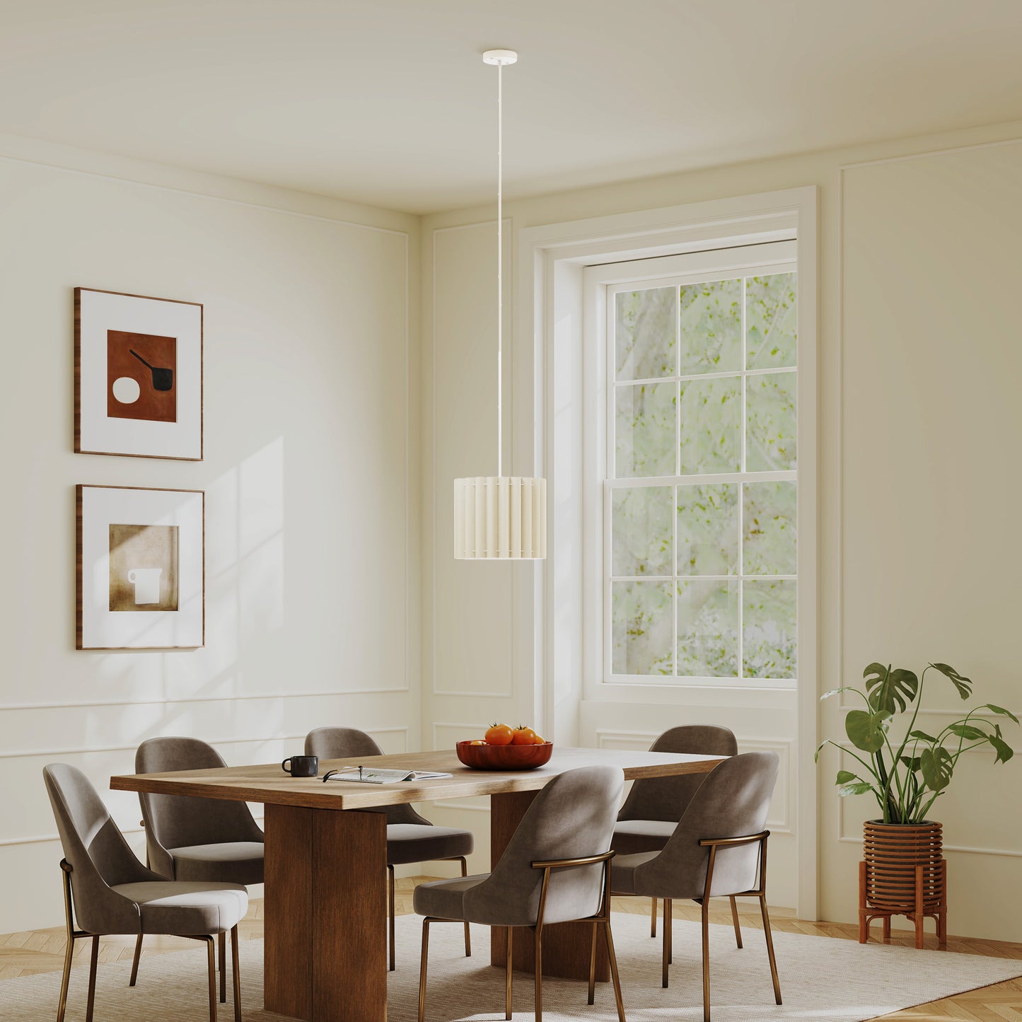 Linen Pendant Light, Bedside Ceiling Lamps with E27 Bulb, Modern Hanging Lights for Living Room, Bedroom, Kitchen, Hallway