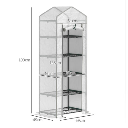 193cm Five Shelf Mini Greenhouse - White