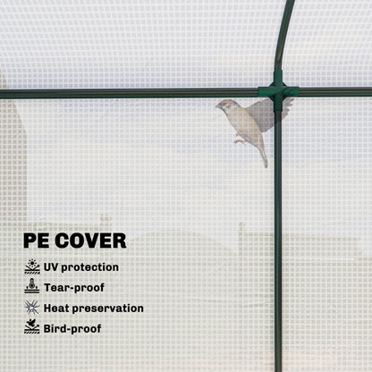 Mini Greenhouse, Garden Tomato Growhouse with Roll-Up Door and 2 Mesh Windows, PE Cover, 200 x 75 x 188 cm, White