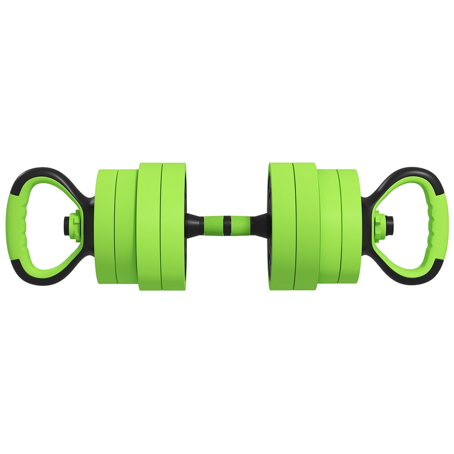 40kg 4-In-One Adjustable Weight Dumbbells Set, Barbell, Kettlebell, Push Up Stand - Green