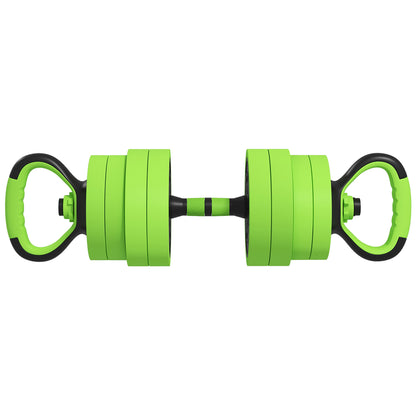 40kg 4-In-One Adjustable Weight Dumbbells Set, Barbell, Kettlebell, Push Up Stand - Green