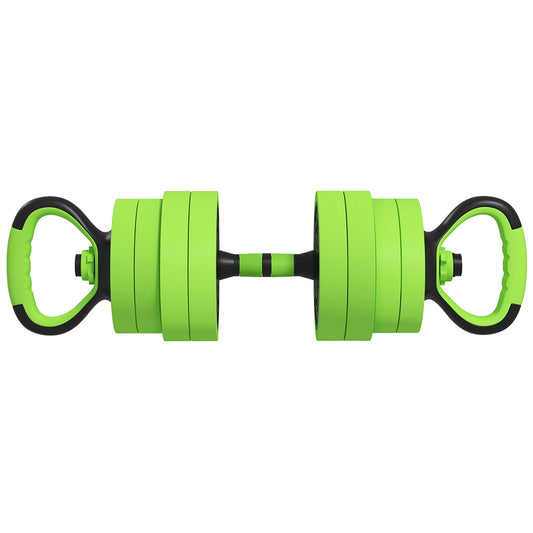 40kg 4-In-One Adjustable Weight Dumbbells Set, Barbell, Kettlebell, Push Up Stand - Green