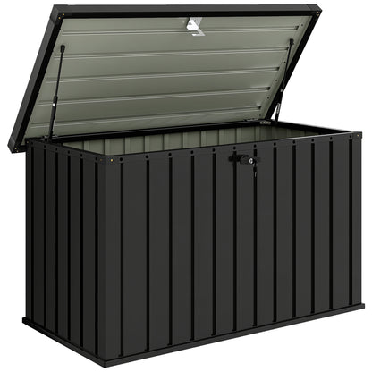 400L Galvanised Steel Garden Storage Box, Black