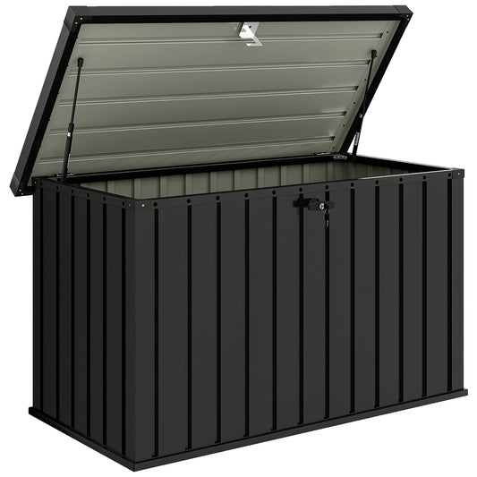 400L Galvanised Steel Garden Storage Box, Black