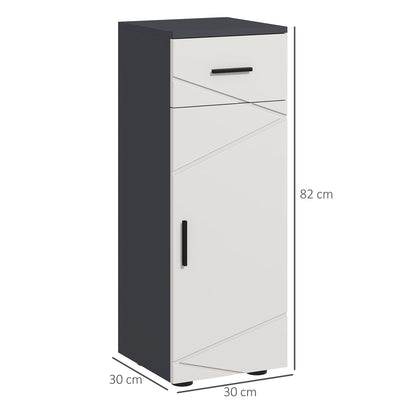 Slim Bathroom Cabinet, Narrow Bathroom Storage Cabinet with Drawer, Door Cupboard, Adjustable Shelf and Soft Close Mechanism