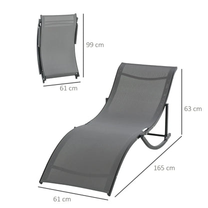 Set of 2 - Foldable S-Shaped Sun Lounger Set - Grey