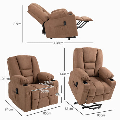 Oversized Riser and Recliner Armchair with Side Pockets, Remote Control and Drink Holders