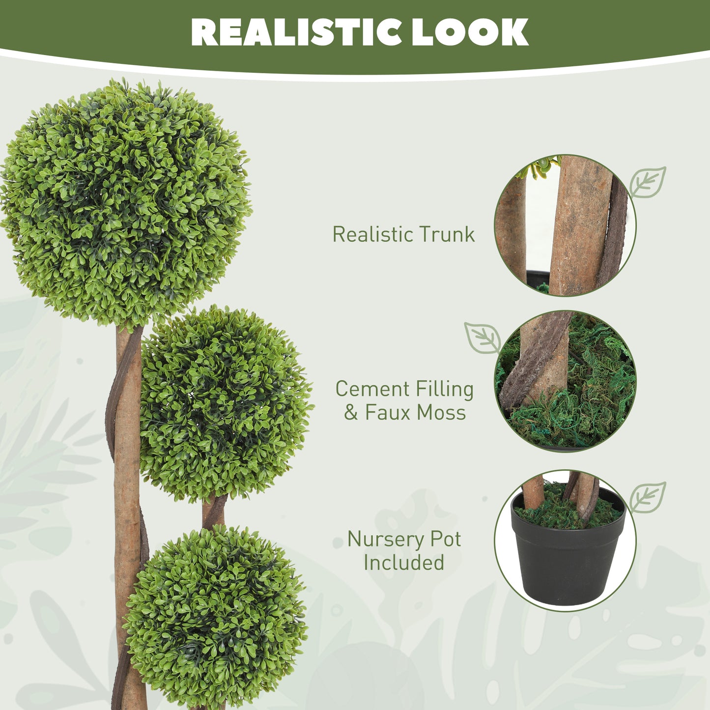 Decorative Artificial Trees Boxwood Ball Topiary Trees Set of 2 in Pot, Fake Plants for Home Indoor Outdoor Decor