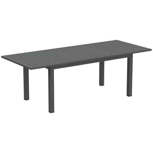 Aluminium Extending Garden Table with Slatted Top for 6-8 Person, 160/220 x 90 x 73 cm, Grey