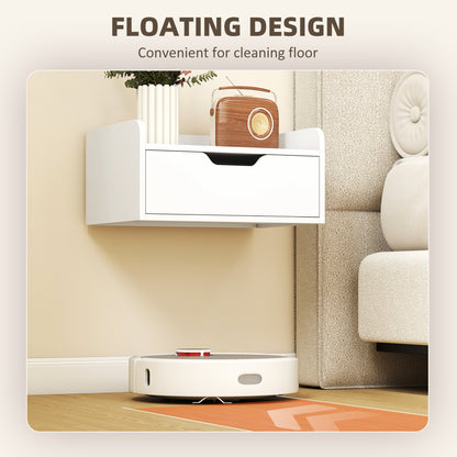 Floating Nightstands Set of 2, Wall Mounted Bedside Table with Drawer for Bedroom, White