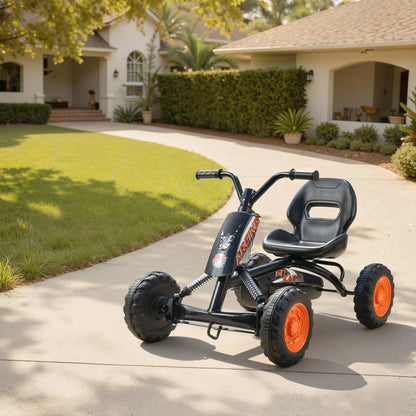 Kids Pedal Go Kart with Steel Frame, Sporty Design, for Ages 2-5 Years, Black