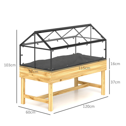 60 x 120cm Raised Garden Bed with Wooden Base - Natural