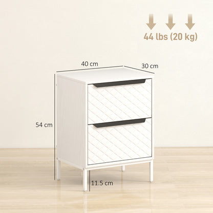 Chest of Drawers, Dresser with 2 Fabric Drawers and Aluminium Handles - White