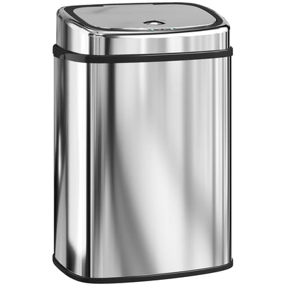 50L Stainless Steel Sensor Bin - Silver Tone