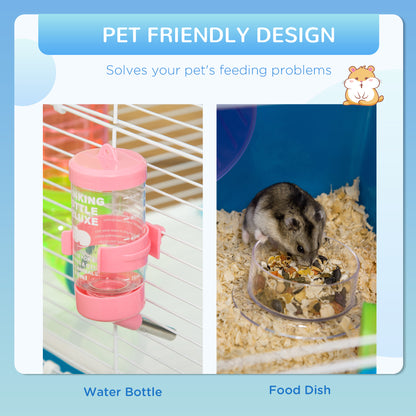 5 Tier Hamster Cage, Gerbil Cage with Exercise Wheel, Feeder Bowl, Tube, Water Bottle, 59L x 36W x 69H cm - Blue
