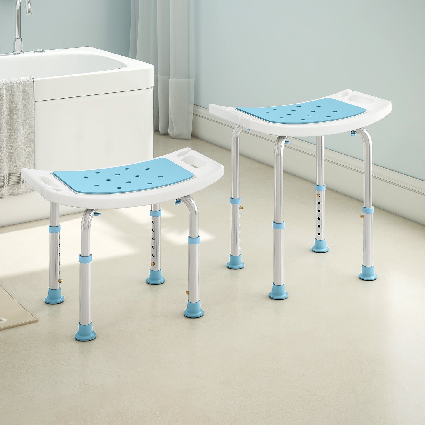 Shower Chair, Adjustable Height Shower Stool with Aluminium Frame and Non-Slip Feet