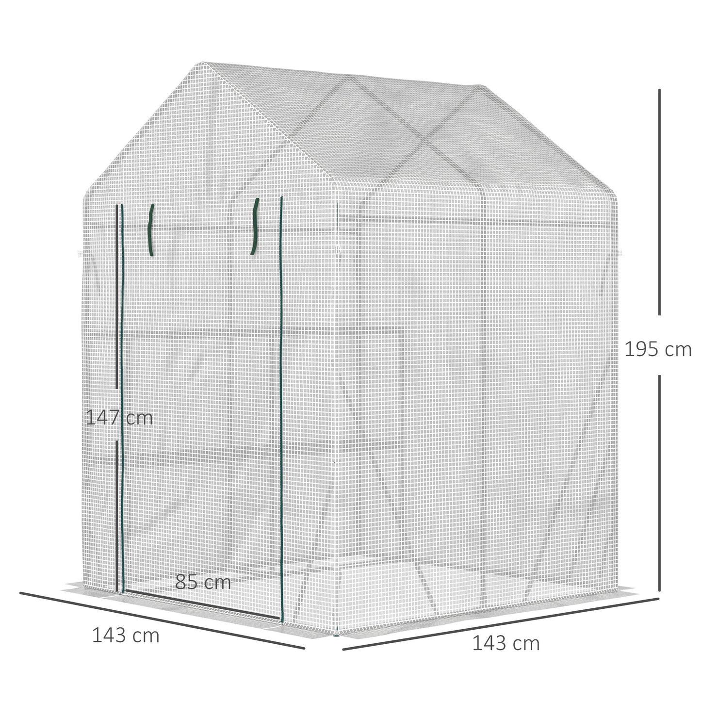 Walk In Greenhouse with 2 Tier Shelf, Portable Gardening Plant Grow House Tomato Greenhouse with Roll up Zip Panel Door