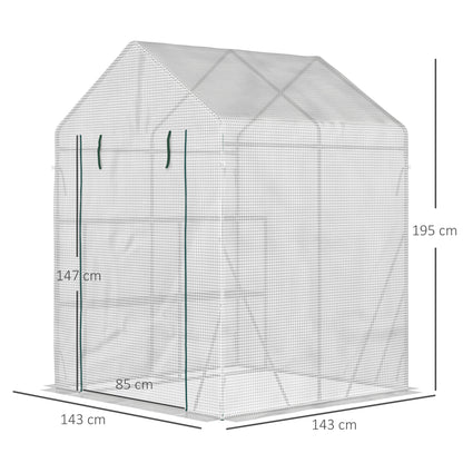 Walk In Greenhouse with 2 Tier Shelf, Portable Gardening Plant Grow House Tomato Greenhouse with Roll up Zip Panel Door