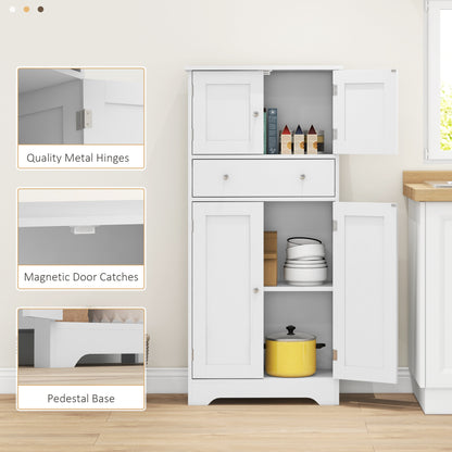 Multi-Storage Freestanding Kitchen Cabinet with Adjustable Lower Shelf - White