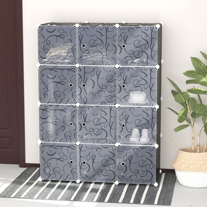 Portable Wardrobe for Bedroom, 12 Cube Closet with 2 Hanging Rails, Modular Storage Cabinet