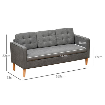 3 Seater Storage Sofa, Fabric Couch with Hidden Under Seat Storage, Thick Cushions