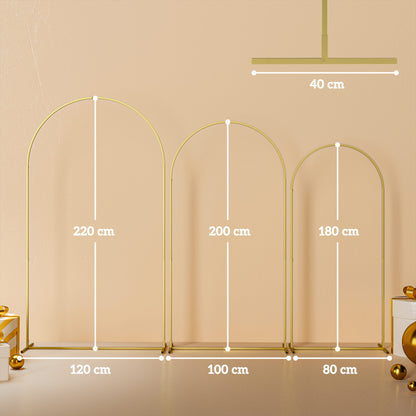 Wedding Arch Frame Set, 2.2, 2, 1.8 m Metal Backdrop Stand Set of 3, Balloon Stand Set for Birthday Party, Bridal Shower