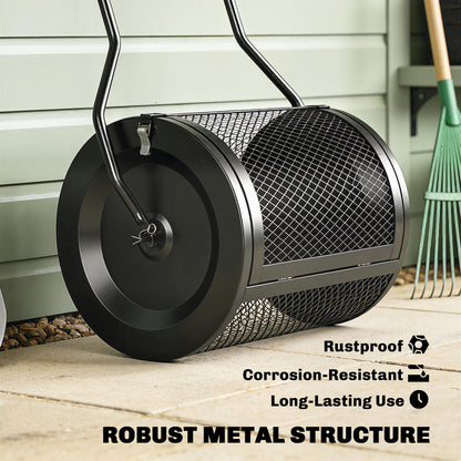 Compost Spreader, 20" Peat Moss Spreader with Detachable U-Shaped Handle and Metal Mesh Basket