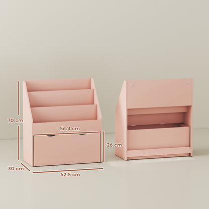 Bookcase for Kids with Shelves, Drawer, Bookcase for Bedroom, Playroom, Pink