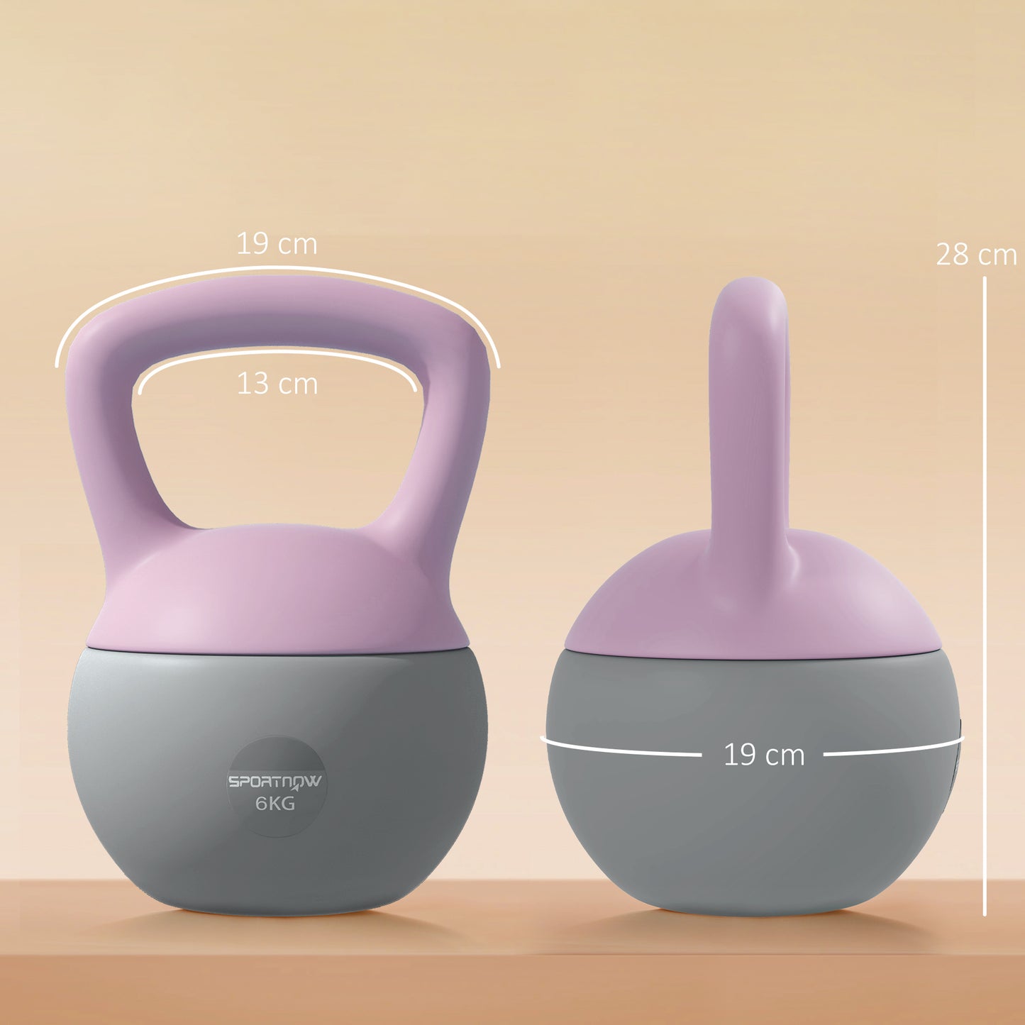 6KG Soft Kettlebell, Kettle Bell with Non-Slip Handle for Home Gym, Weight Lifting, Strength Training, Purple/Grey